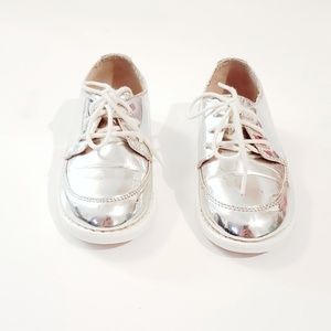 Zara Toddler Metallic Silver Oxfords